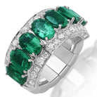 Picchiotti - Xpandable™ Oval-Cut Emerald Ring with White Diamonds in 18K White Gold - Jackson Hole Jewelry Company