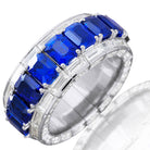 Picchiotti - Xpandable™ Octagonal Blue Sapphire and Baguette-Cut Diamond Half Way Ring in 18K White Gold - Jackson Hole Jewelry Company