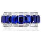 Picchiotti - Xpandable™ Octagonal Blue Sapphire and Baguette-Cut Diamond Half Way Ring in 18K White Gold - Jackson Hole Jewelry Company