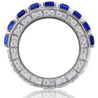 Picchiotti - Xpandable™ Octagonal Blue Sapphire and Baguette-Cut Diamond Half Way Ring in 18K White Gold - Jackson Hole Jewelry Company