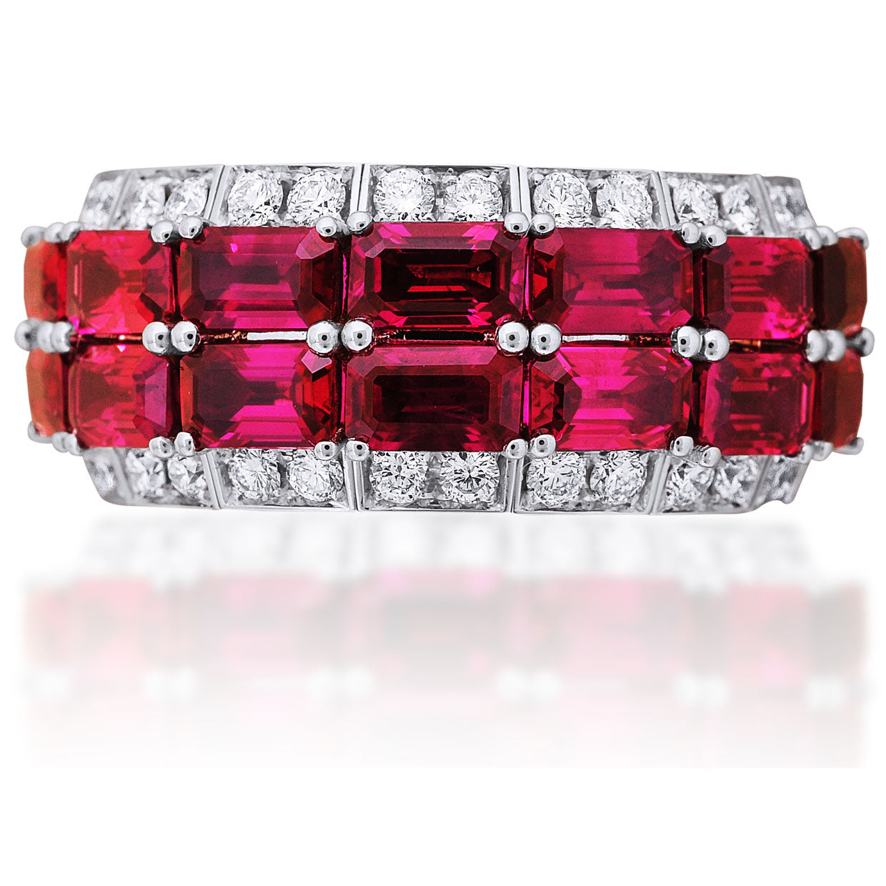 Picchiotti Xpandable™ Ruby & Diamond 4‑Row Ring in 18K White Gold - Jackson Hole Jewelry Company