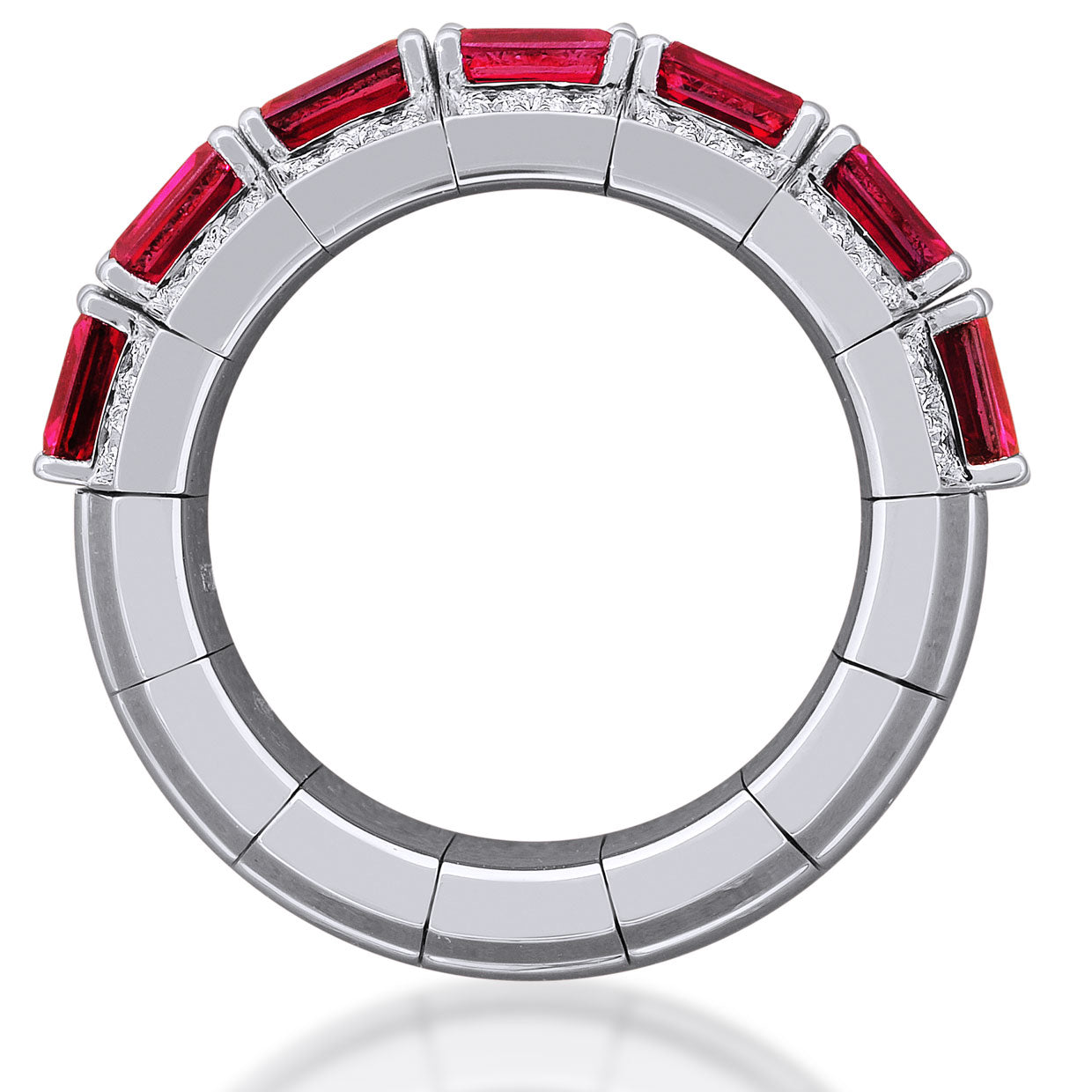 Picchiotti Xpandable™ Ruby & Diamond 4‑Row Ring in 18K White Gold - Jackson Hole Jewelry Company