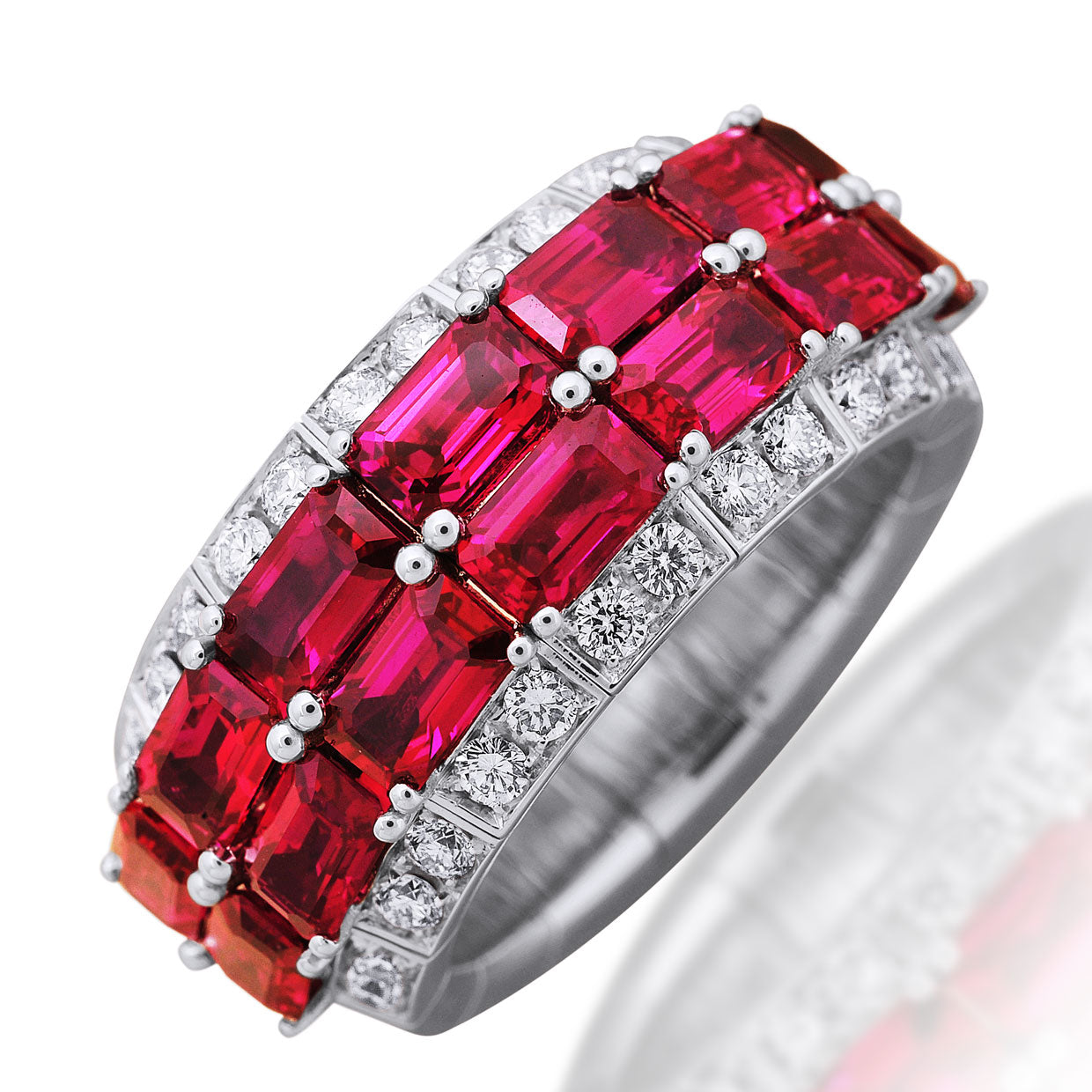 Picchiotti Xpandable™ Ruby & Diamond 4‑Row Ring in 18K White Gold - Jackson Hole Jewelry Company