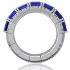 Picchiotti - Xpandable™ Octagonal Blue Sapphire and Round Diamond Half Way Ring in 18K White Gold - Jackson Hole Jewelry Company
