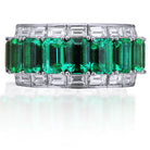 Picchiotti - Xpandable™ Baguette-Cut Emerald and Diamond Ring in 18K White Gold - Jackson Hole Jewelry Company