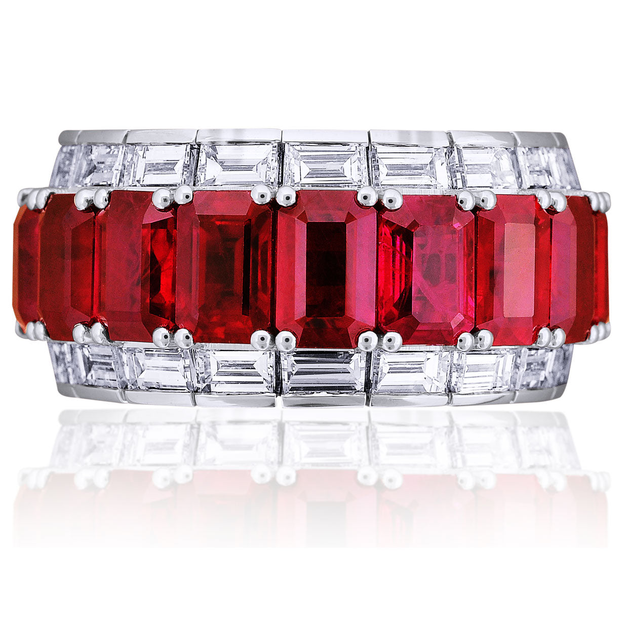 Picchiotti - Xpandable™ Baguette Ruby and Diamond Ring in 18K White Gold - Jackson Hole Jewelry Company
