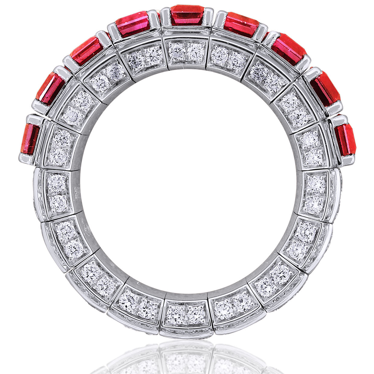 Picchiotti - Xpandable™ Baguette Ruby and Diamond Ring in 18K White Gold - Jackson Hole Jewelry Company