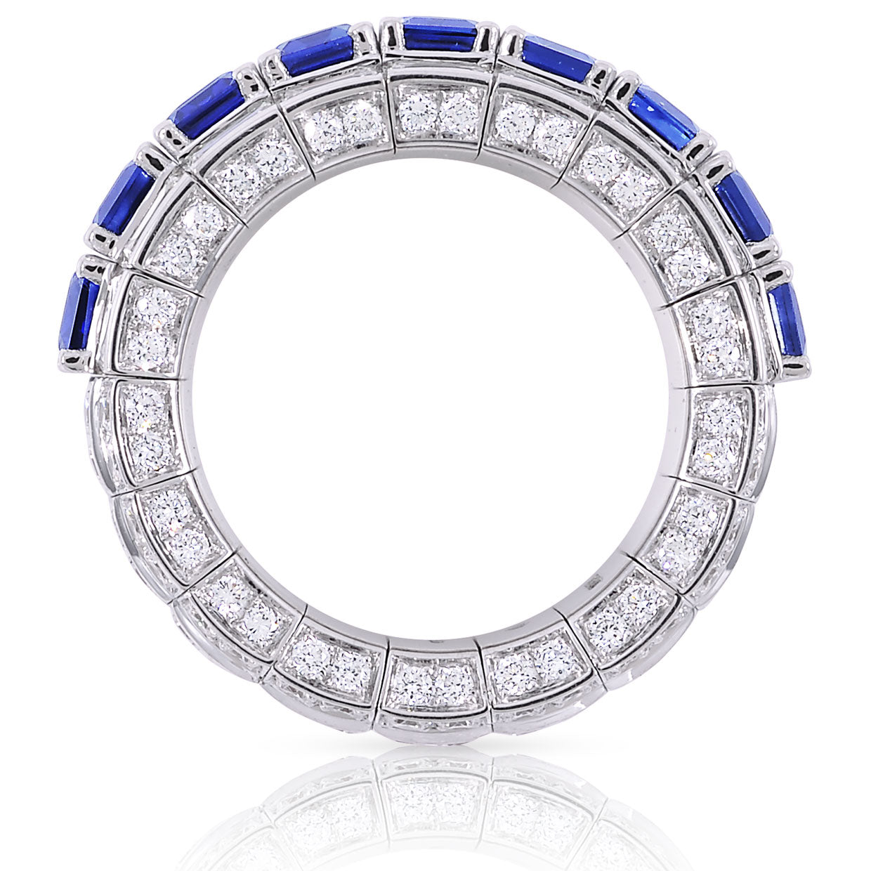 Picchiotti - Xpandable™ Octagonal Blue Sapphire and Diamond Eternity Ring in 18K White Gold - Jackson Hole Jewelry Company