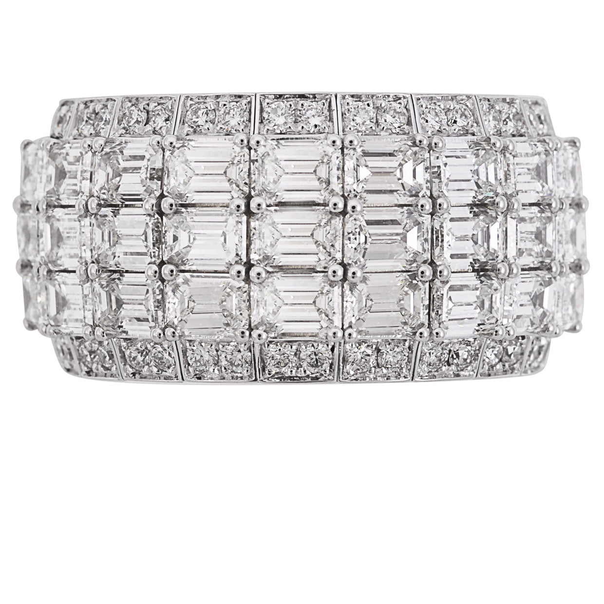 Picchiotti - Xpandable™ 3-Row Emerald-Cut Half Way Diamond Ring in 18K White Gold - Jackson Hole Jewelry Company