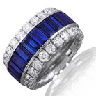Picchiotti - Xpandable™ Baguette-Cut Blue Sapphire and Round Diamond Ring in 18K White Gold - Jackson Hole Jewelry Company