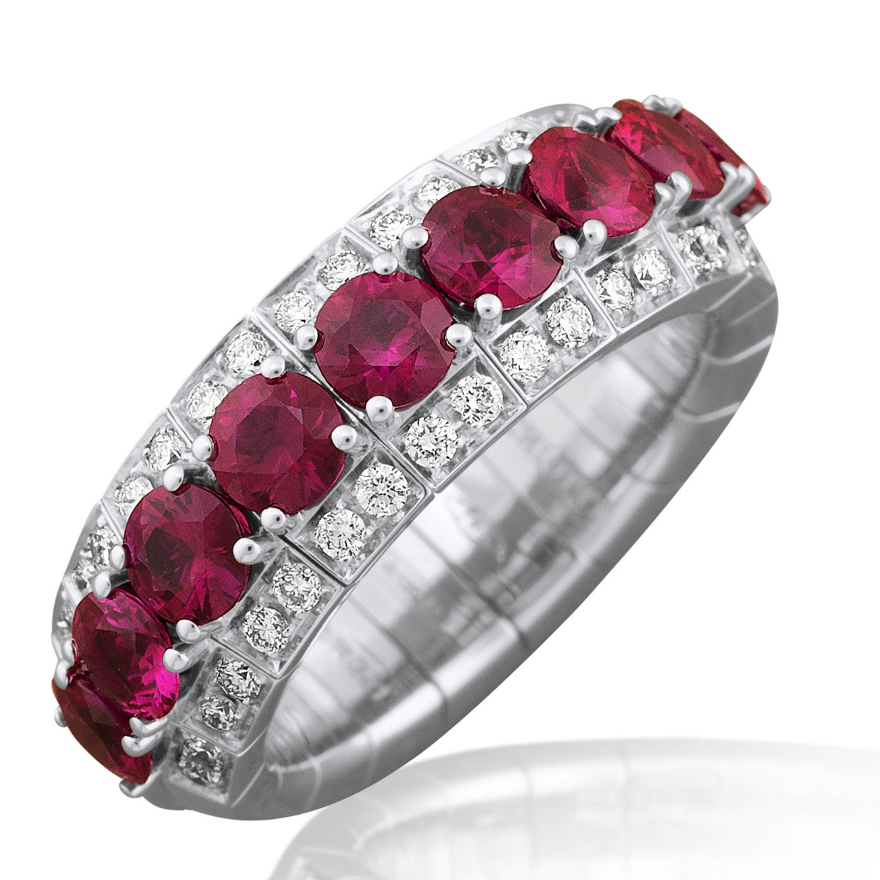 Picchiotti Xpandable™ Round Ruby & Diamond Ring in 18K White Gold - Jackson Hole Jewelry Company