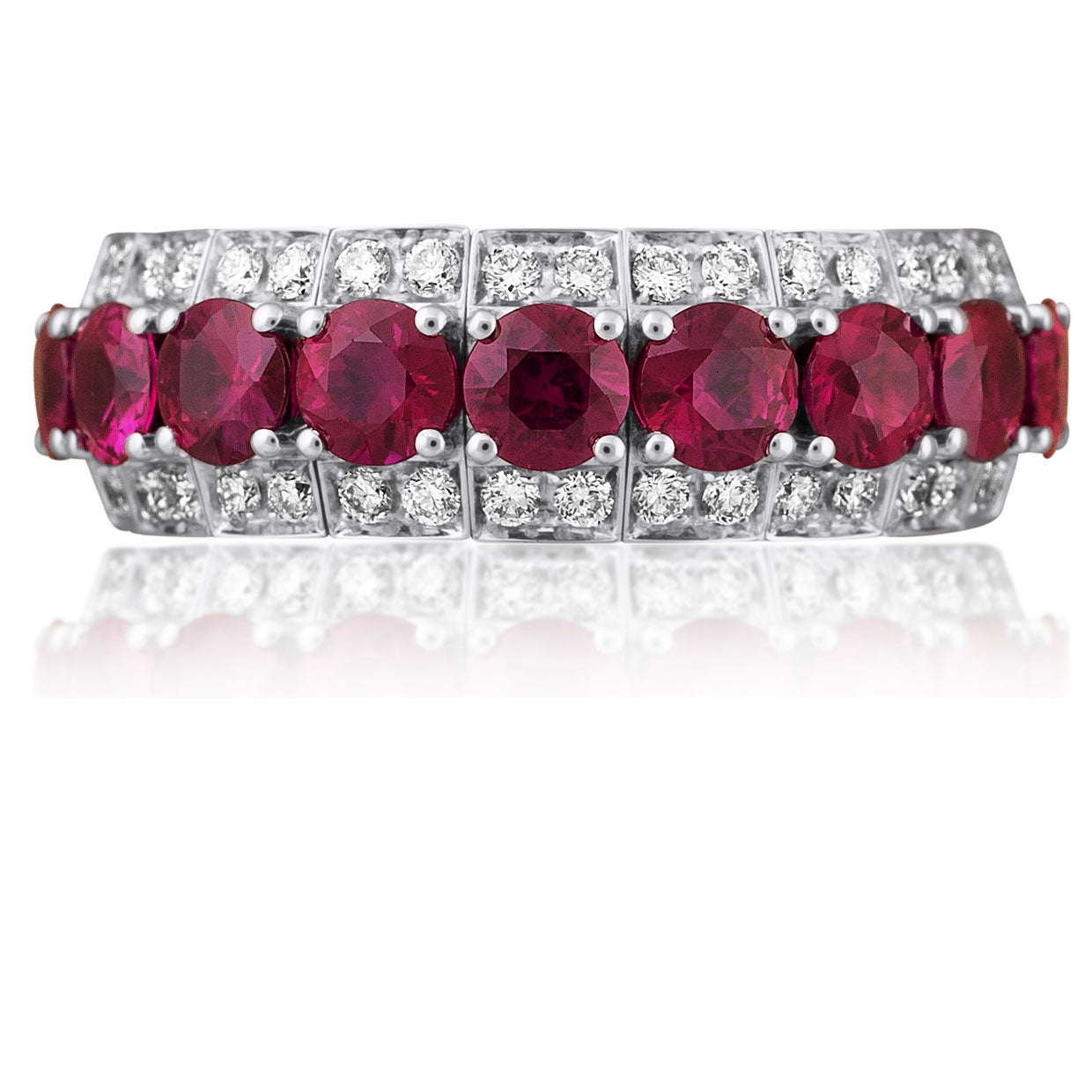 Picchiotti Xpandable™ Round Ruby & Diamond Ring in 18K White Gold - Jackson Hole Jewelry Company