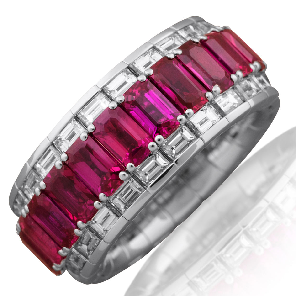 Picchiotti - Xpandable™ Diamond and Ruby Ring in 18K White Gold 6.02 cttw - Jackson Hole Jewelry Company