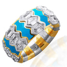 Picchiotti - Xpandable™ Hexagonal-Cut Diamond and Turquoise Ring in 18K White and Yellow Gold - Jackson Hole Jewelry Company