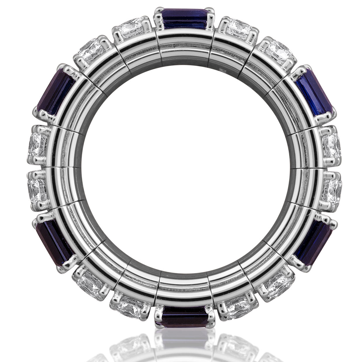 Picchiotti - Xpandable™ Octagonal Blue Sapphire and Round Diamond Ring in 18K White Gold - Jackson Hole Jewelry Company