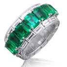 Picchiotti - Xpandable™ Baguette-Cut Emerald Ring with White Diamonds in 18K White Gold - Jackson Hole Jewelry Company