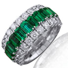 Picchiotti - Xpandable™ Emerald and Round Diamond Ring in 18K White Gold - Jackson Hole Jewelry Company