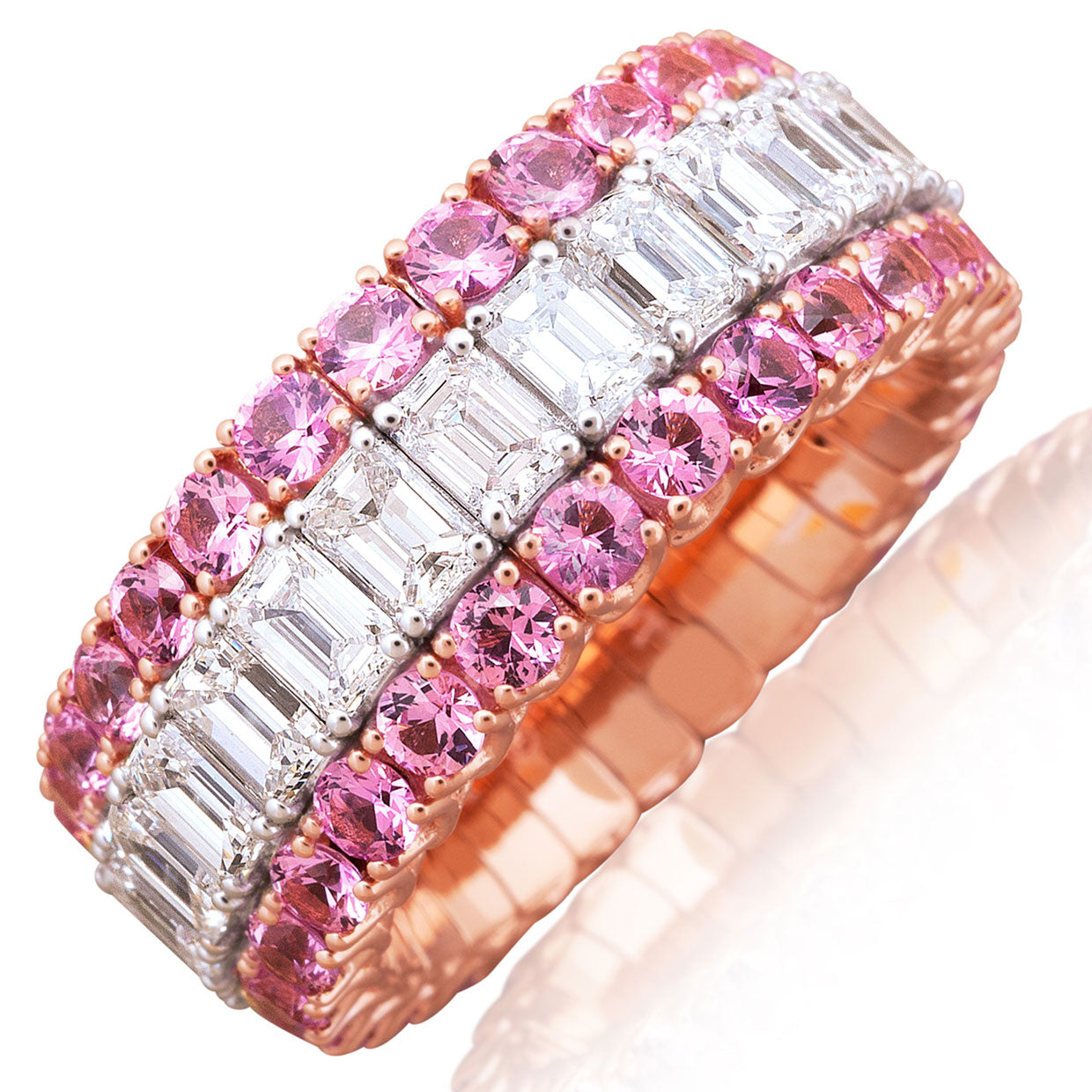 Picchiotti - Xpandable™ Pink Sapphire and Diamond Eternity Ring in 18K Rose Gold - Jackson Hole Jewelry Company