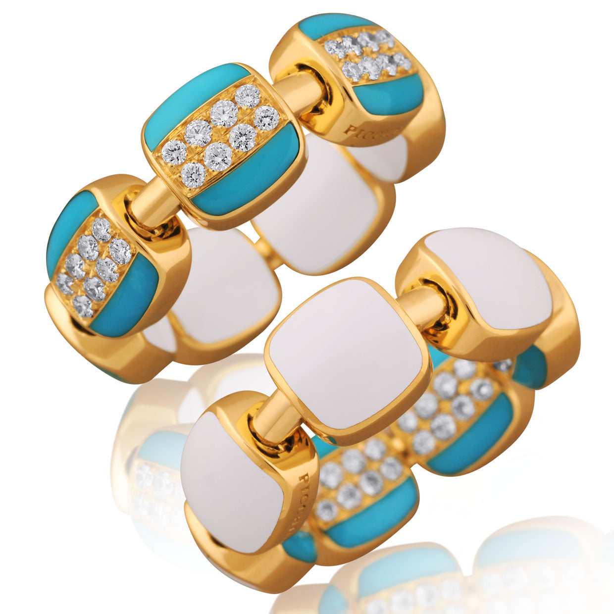 Picchiotti - Reversible Xpandable™ Round Diamond and Turquoise Ring in 18K Yellow Gold - Jackson Hole Jewelry Company