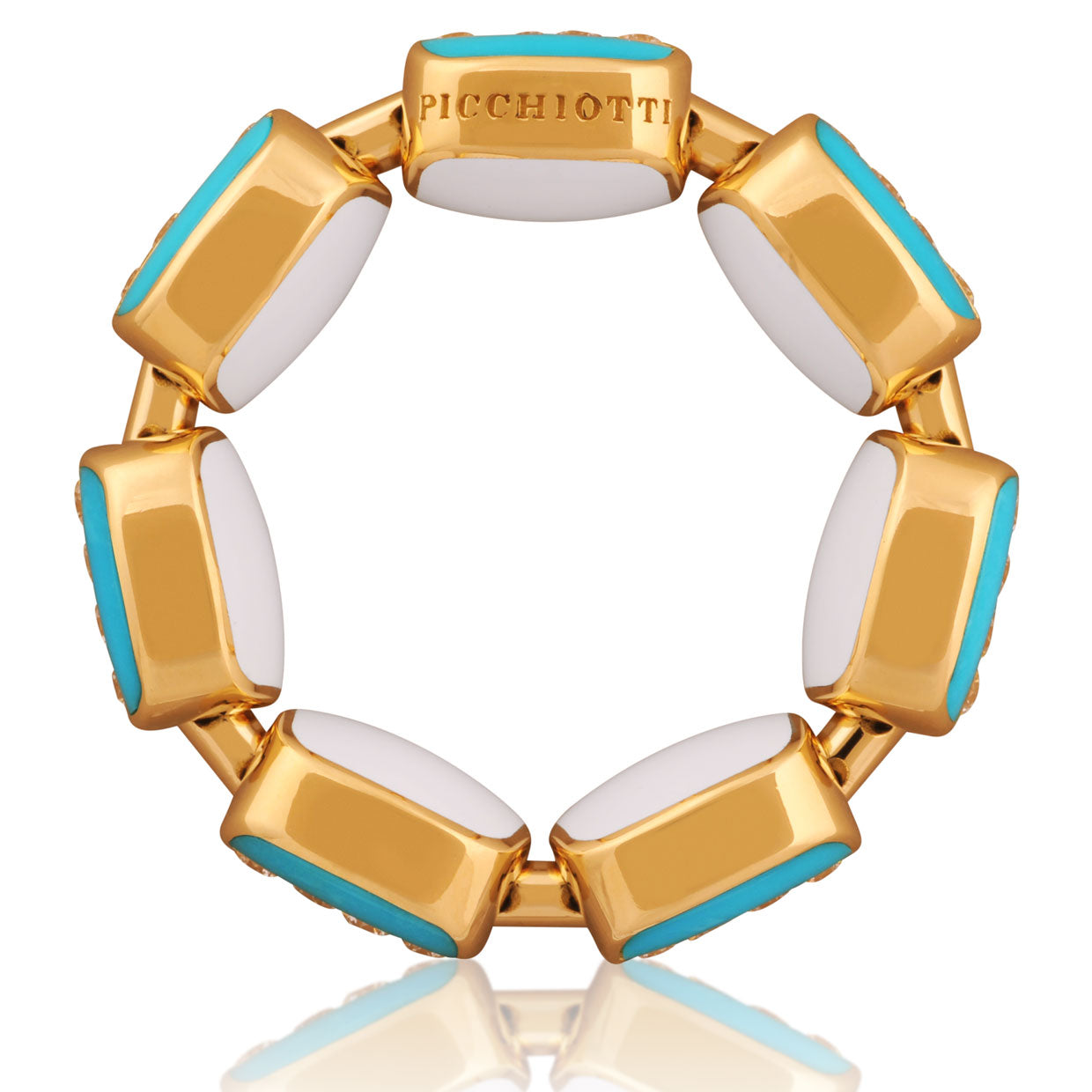Picchiotti - Reversible Xpandable™ Round Diamond and Turquoise Ring in 18K Yellow Gold - Jackson Hole Jewelry Company
