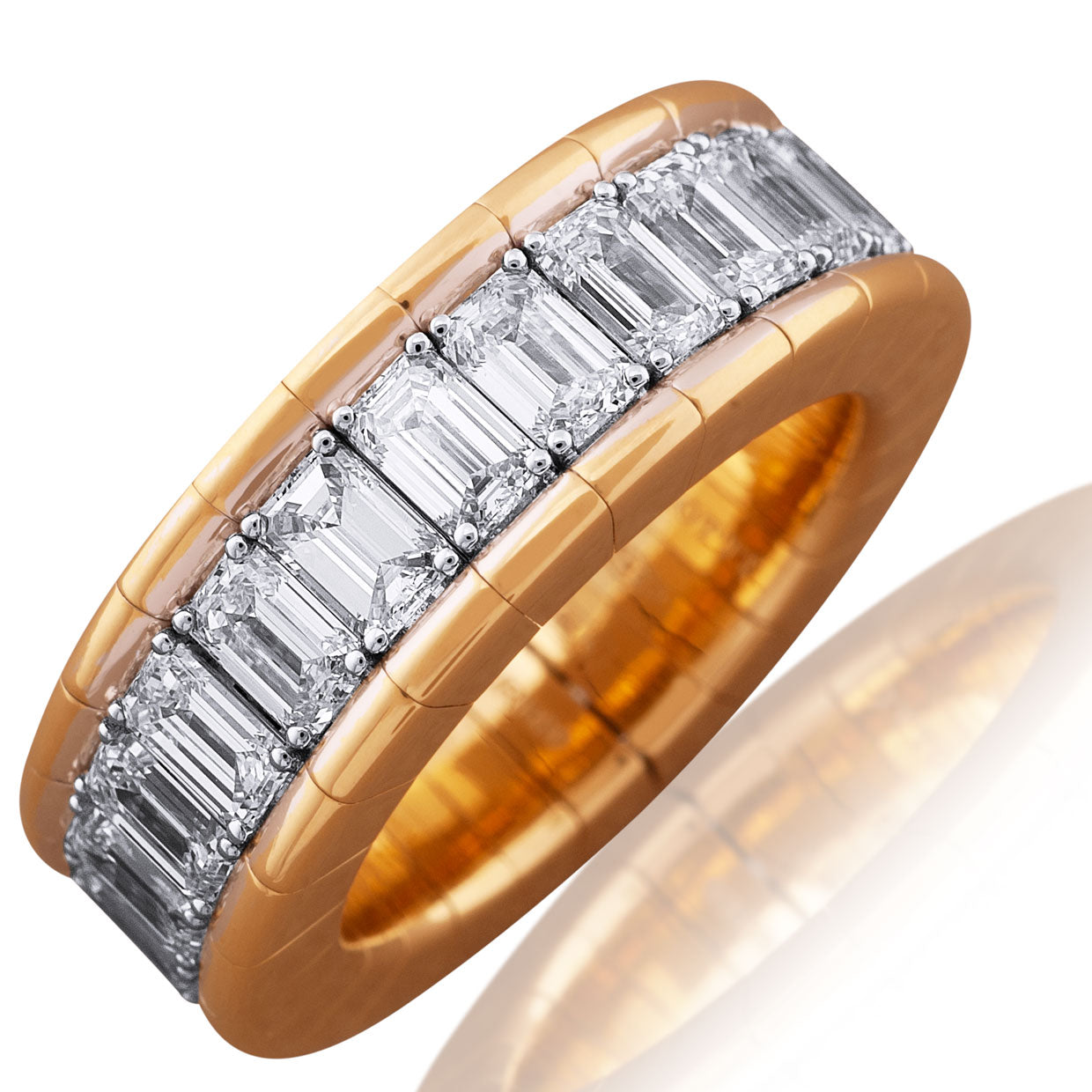 Picchiotti - Xpandable™ Emerald-Cut Diamond Eternity Band in 18K Yellow Gold - Jackson Hole Jewelry Company