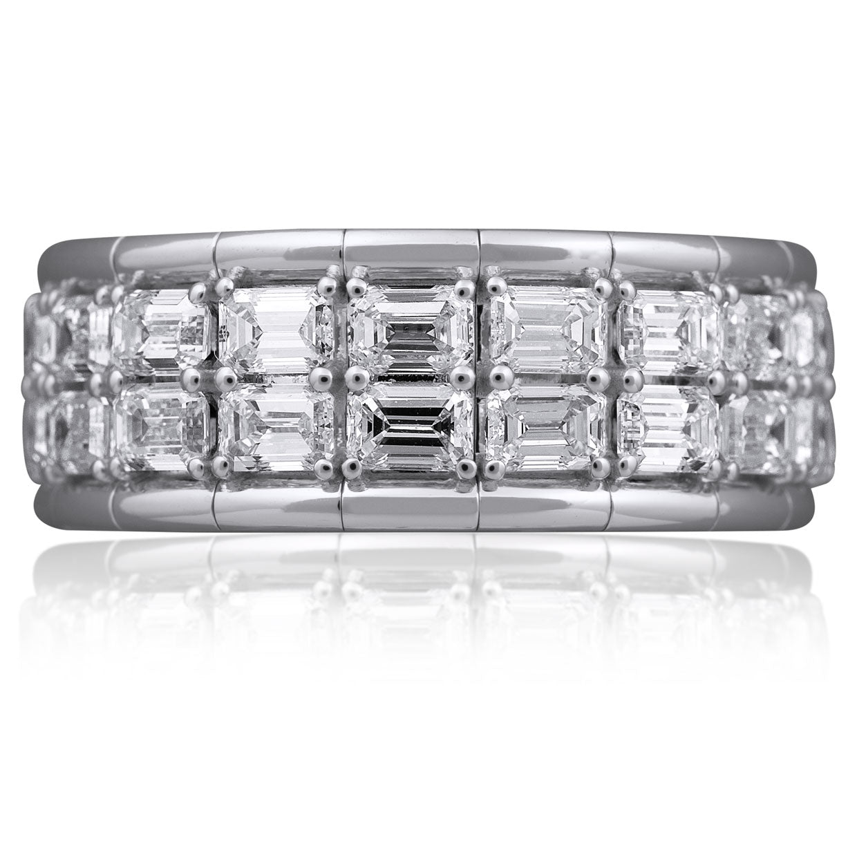 Picchiotti - Xpandable™ 2-Row Emerald-Cut Diamond Ring in 18K White Gold - Jackson Hole Jewelry Company