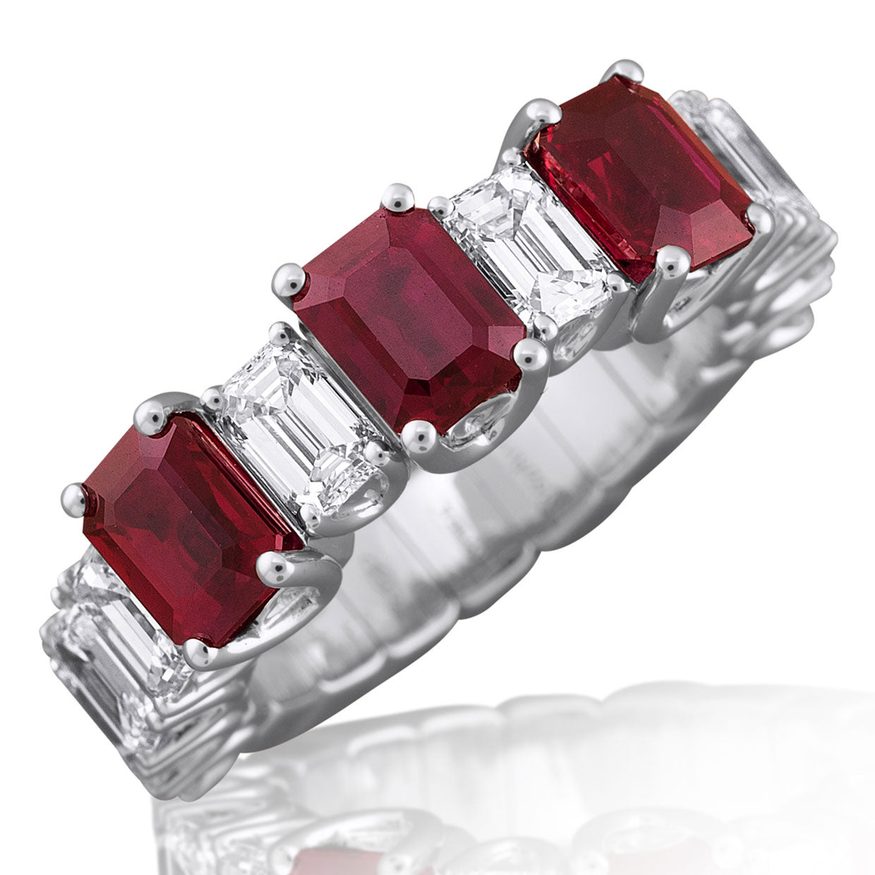 Picchiotti - Xpandable™ Octagonal Ruby and White Diamond Ring in 18K White Gold - Jackson Hole Jewelry Company