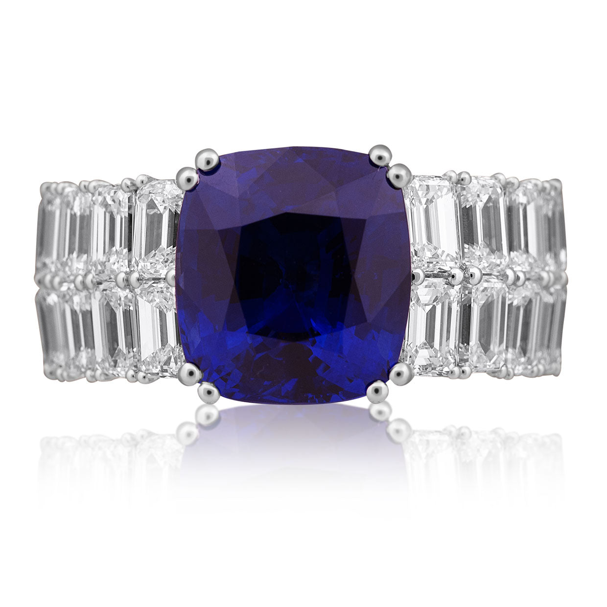 Picchiotti - Xpandable™ Cushion-Cut Royal Blue Sapphire & Diamond Ring in 18K White Gold - Jackson Hole Jewelry Company