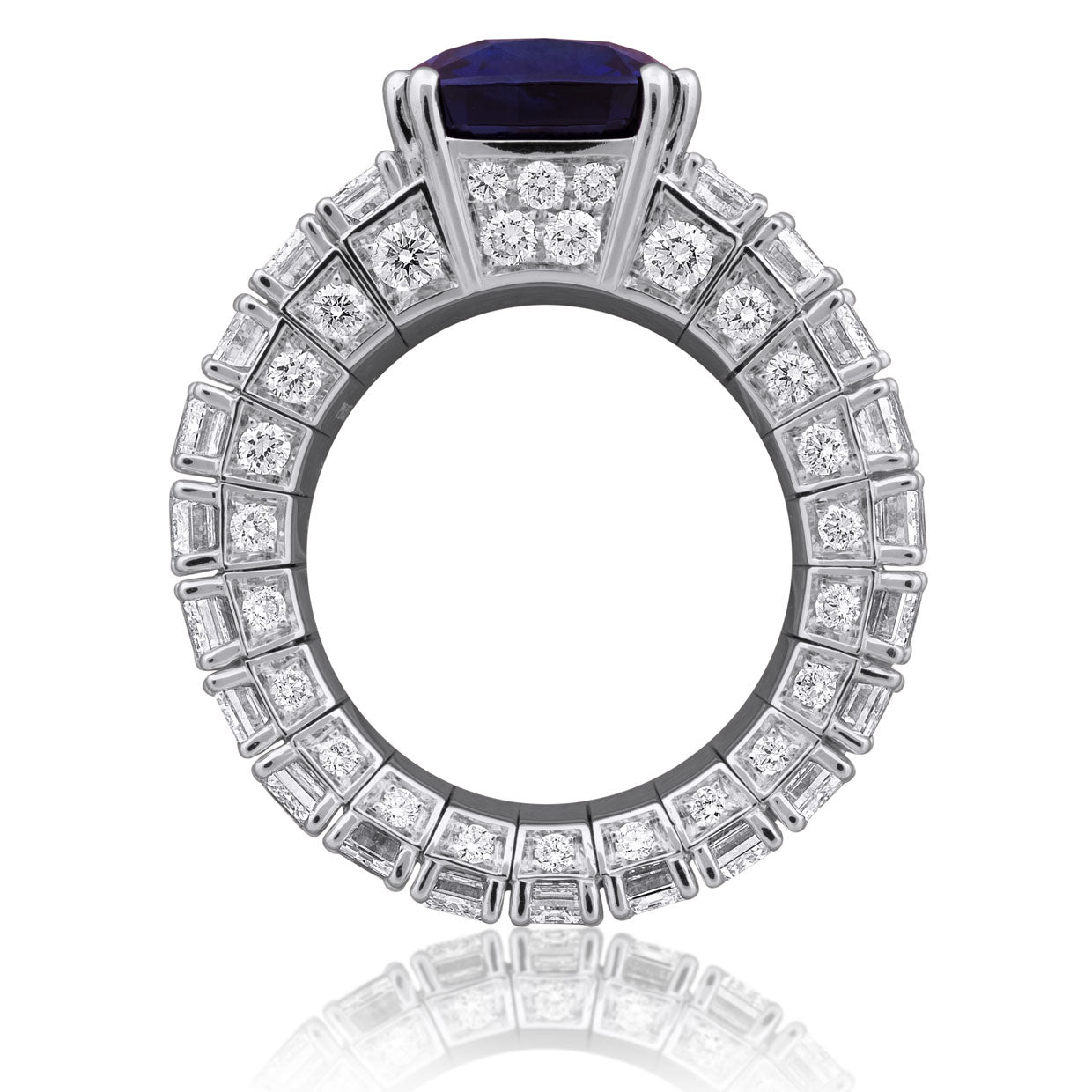 Picchiotti - Xpandable™ Cushion-Cut Royal Blue Sapphire & Diamond Ring in 18K White Gold - Jackson Hole Jewelry Company