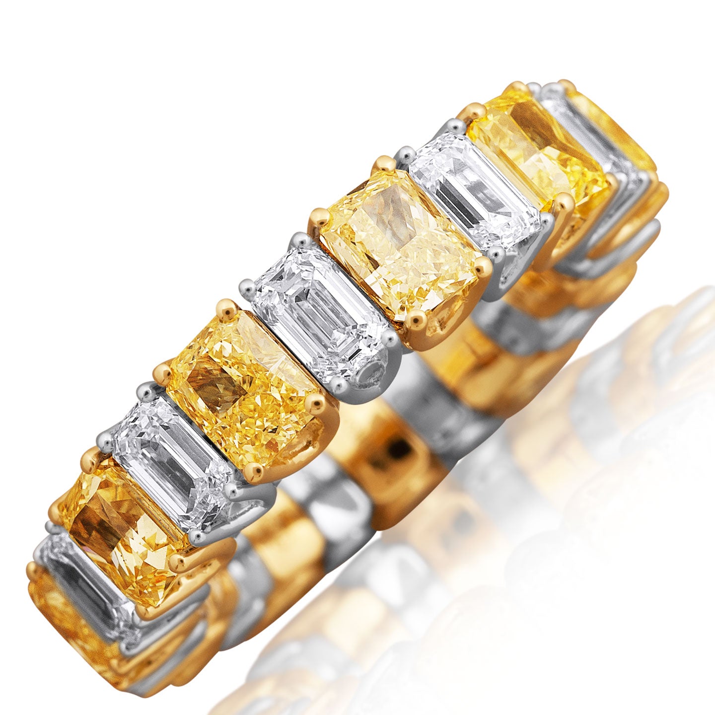 Picchiotti Xpandable™ Fancy Yellow and White Diamond Ring in 18K White and Yellow Gold 8.32 cttw - Jackson Hole Jewelry Company