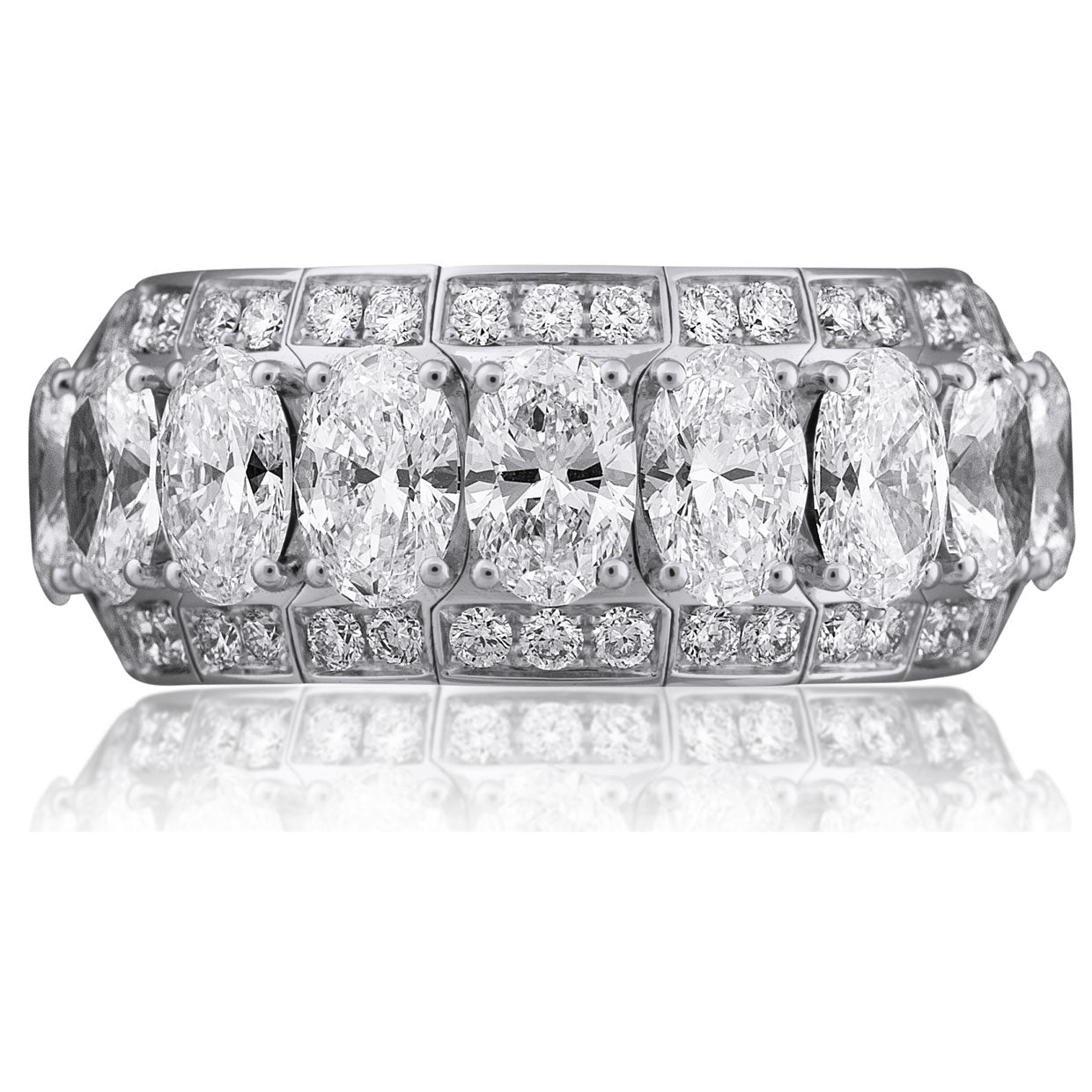 Picchiotti - Xpandable™ Oval and Round Diamond Half Way Eternity Ring in 18K White Gold - Jackson Hole Jewelry Company