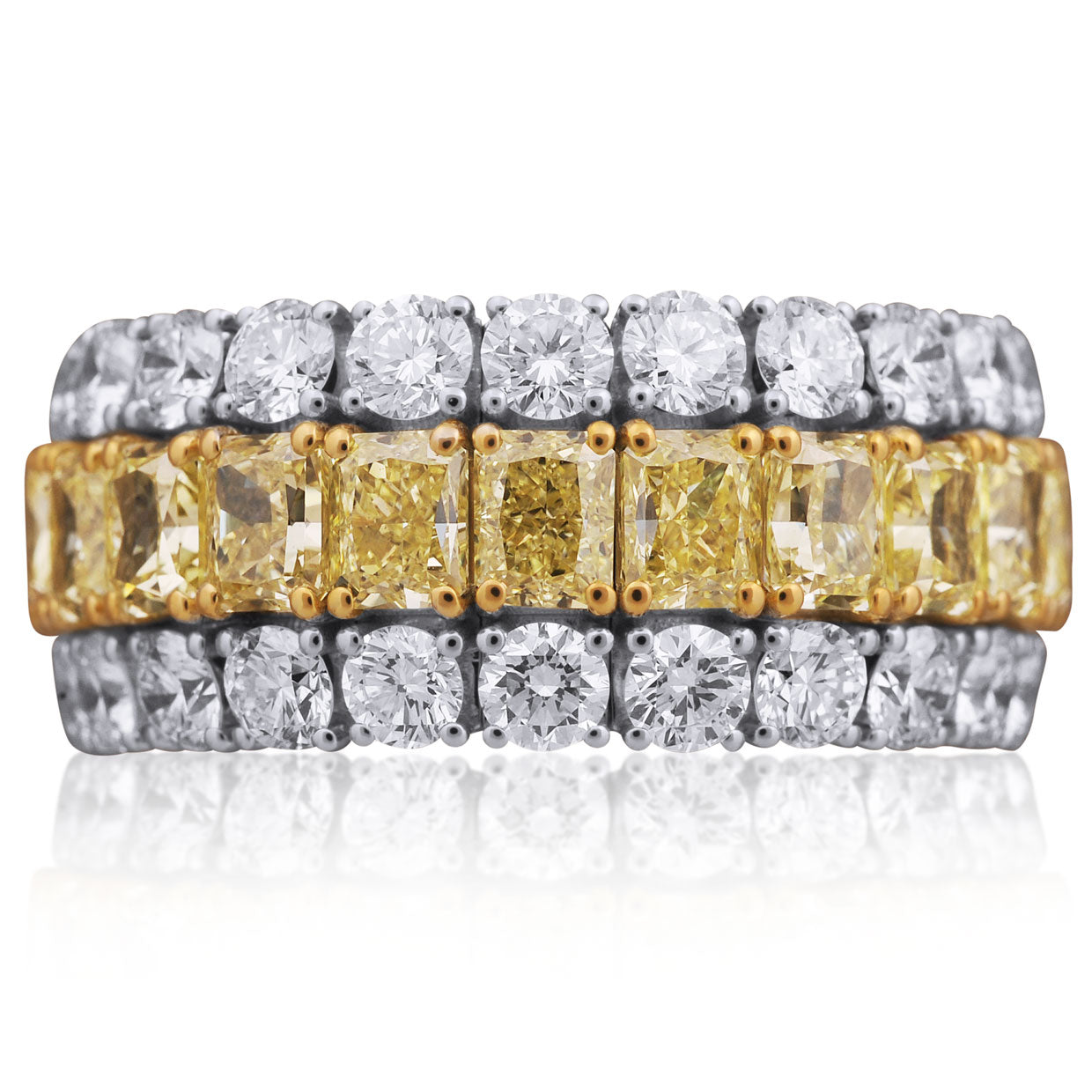 Picchiotti Xpandable™ Radiant Cut Fancy Yellow and White Diamond Eternity Band in 18K White Gold 10.01 cttw - Jackson Hole Jewelry Company
