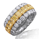 Picchiotti Xpandable™ Radiant Cut Fancy Yellow and White Diamond Eternity Band in 18K White Gold 10.01 cttw - Jackson Hole Jewelry Company