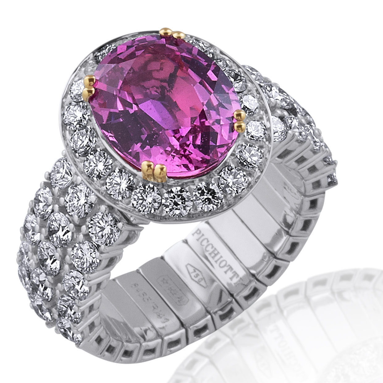 Picchiotti - Xpandable™ Oval Pink Sapphire & Diamond Ring in 18K White Gold - Jackson Hole Jewelry Company