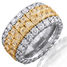 Picchiotti - Xpandable™ 4-Row Fancy Yellow & White Diamond Eternity Ring in 18K White Gold - Jackson Hole Jewelry Company