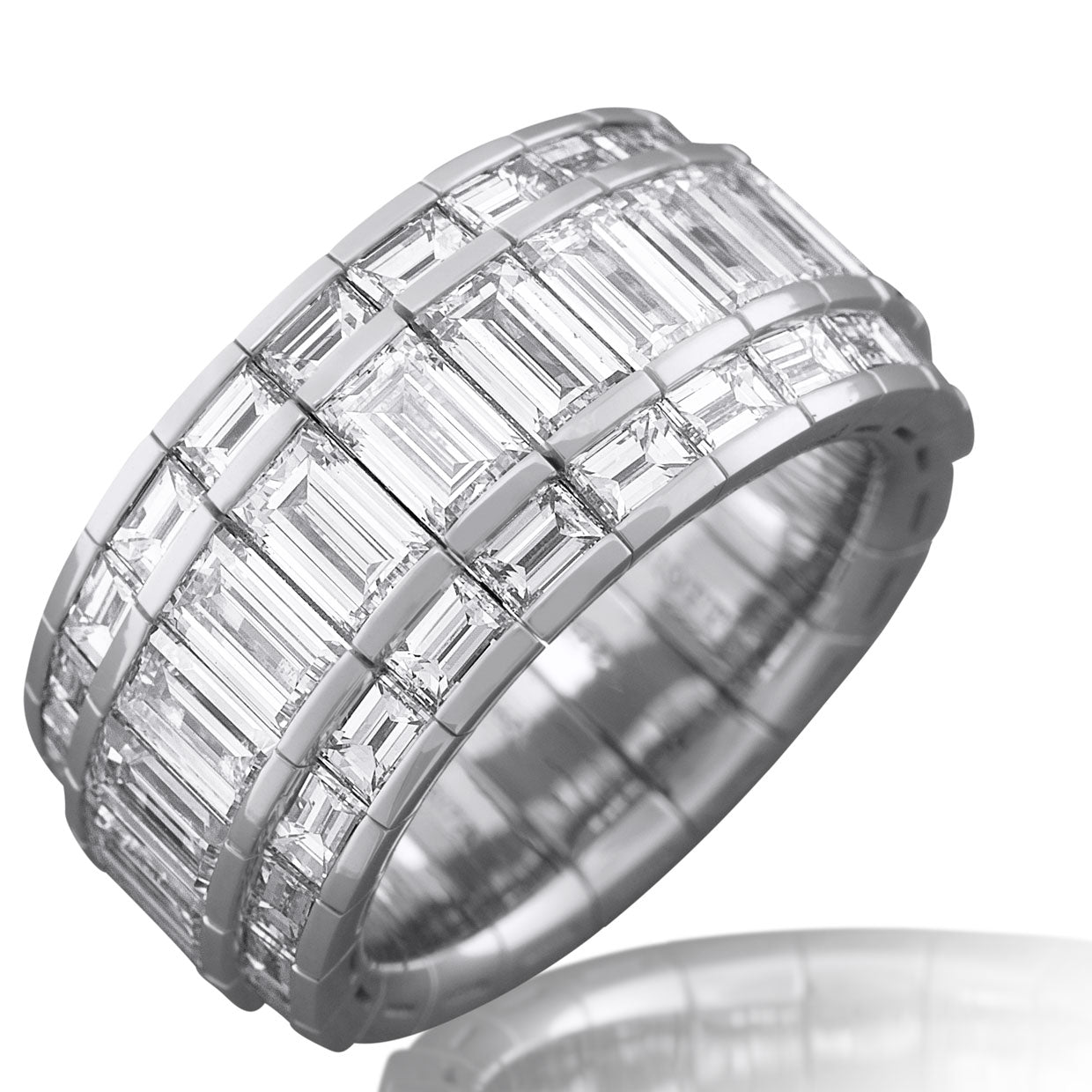Picchiotti - Xpandable™ Baguette-Cut Diamond Half Way Eternity Ring in 18K White Gold - Jackson Hole Jewelry Company