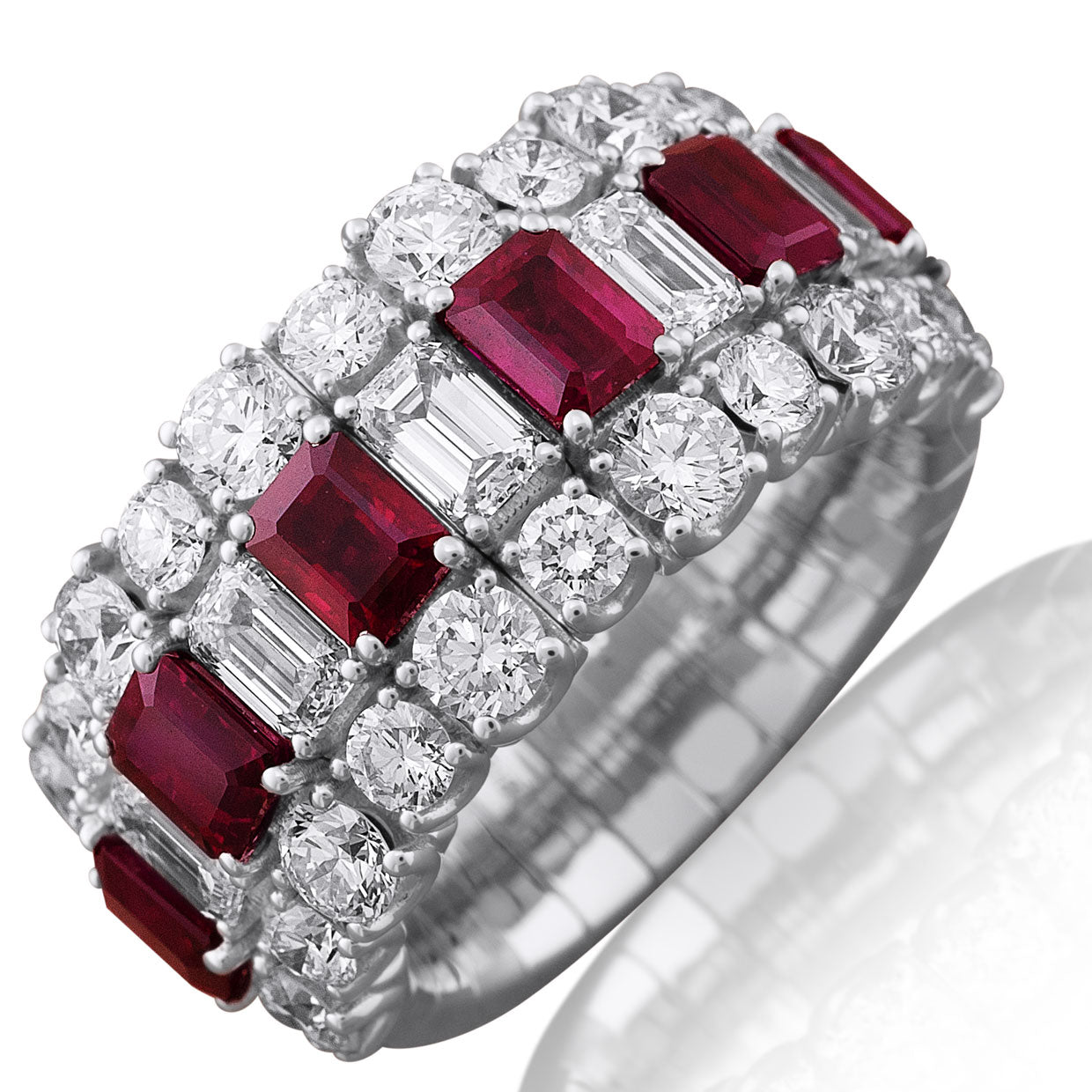 Picchiotti - Xpandable™ Octagonal Ruby and Diamond Ring in 18K White Gold - Jackson Hole Jewelry Company