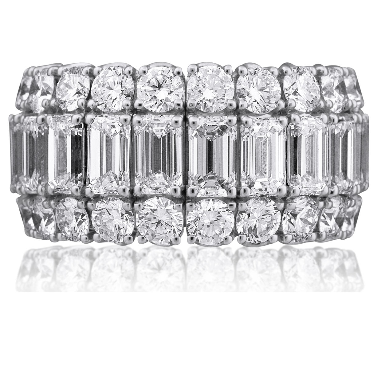 Picchiotti - Xpandable™ Emerald-Cut Diamond Half Way Eternity Ring in 18K White Gold - Jackson Hole Jewelry Company