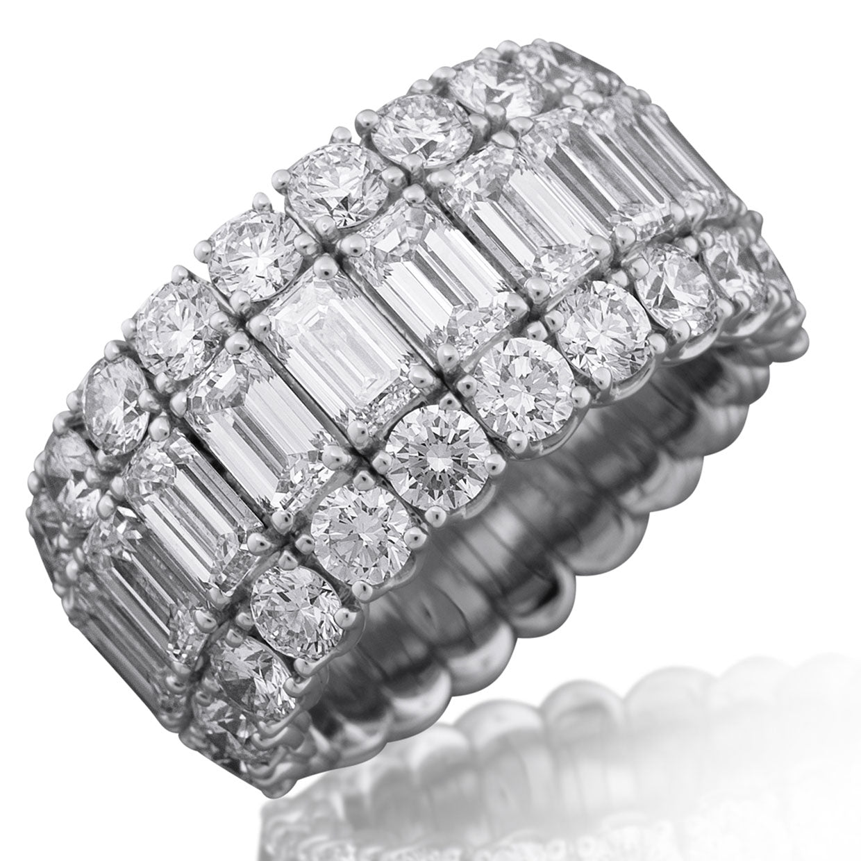 Picchiotti - Xpandable™ Emerald-Cut Diamond Half Way Eternity Ring in 18K White Gold - Jackson Hole Jewelry Company