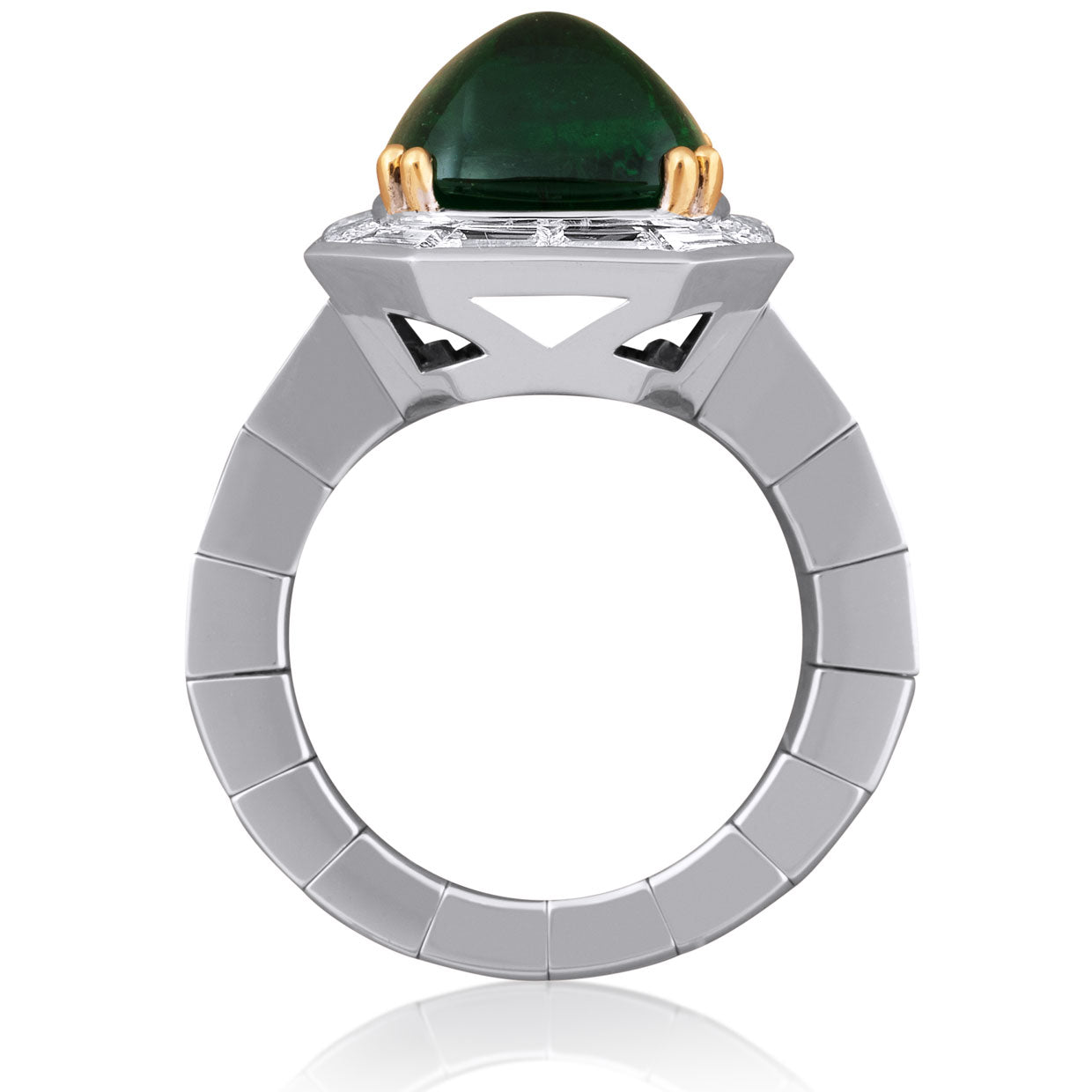 Picchiotti - Xpandable™ Sugar Loaf Emerald and Diamond Ring in 18K White Gold - Jackson Hole Jewelry Company