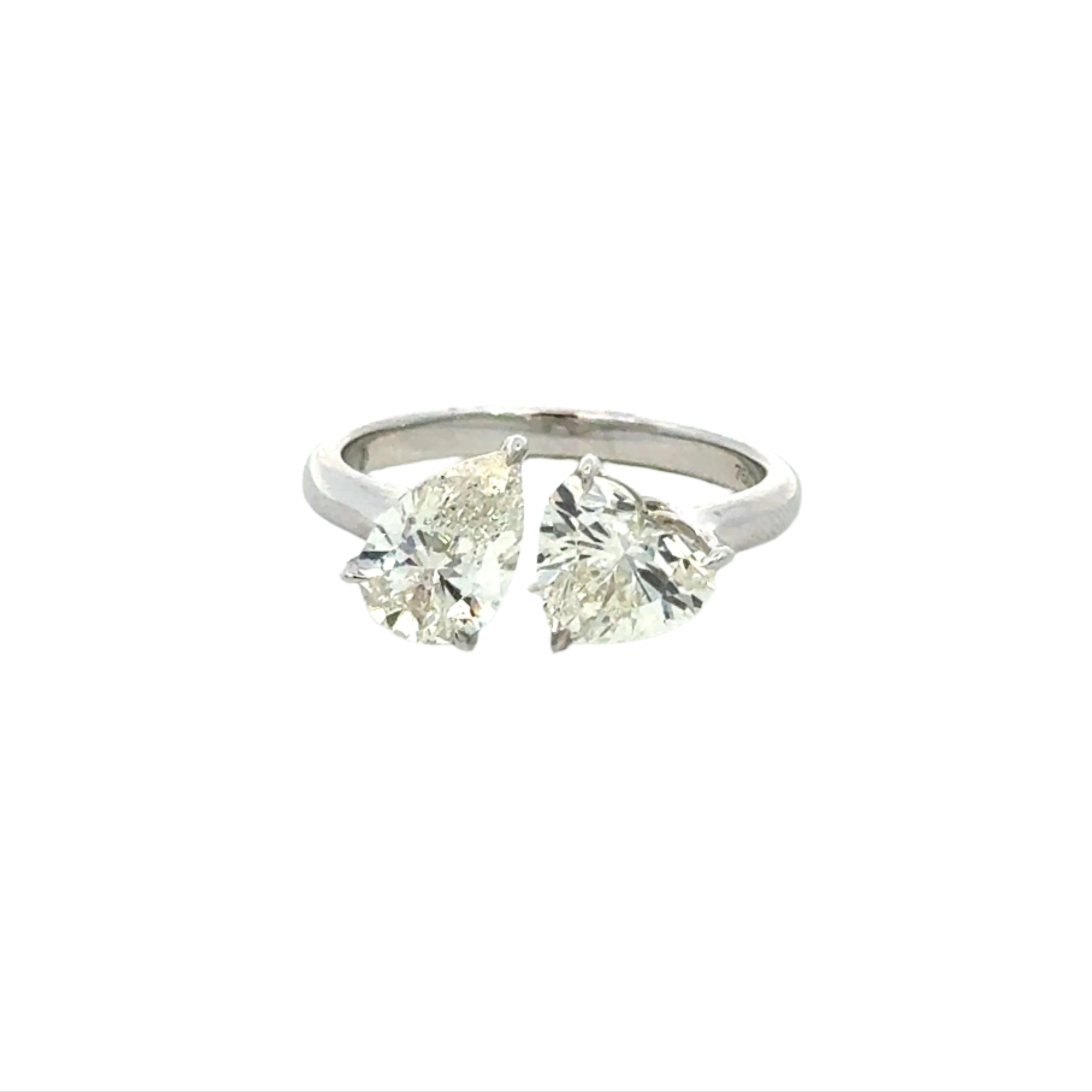 18K White Gold Pear & Heart Cut Diamond Ring – 2.06 Carats - Jackson Hole Jewelry Company