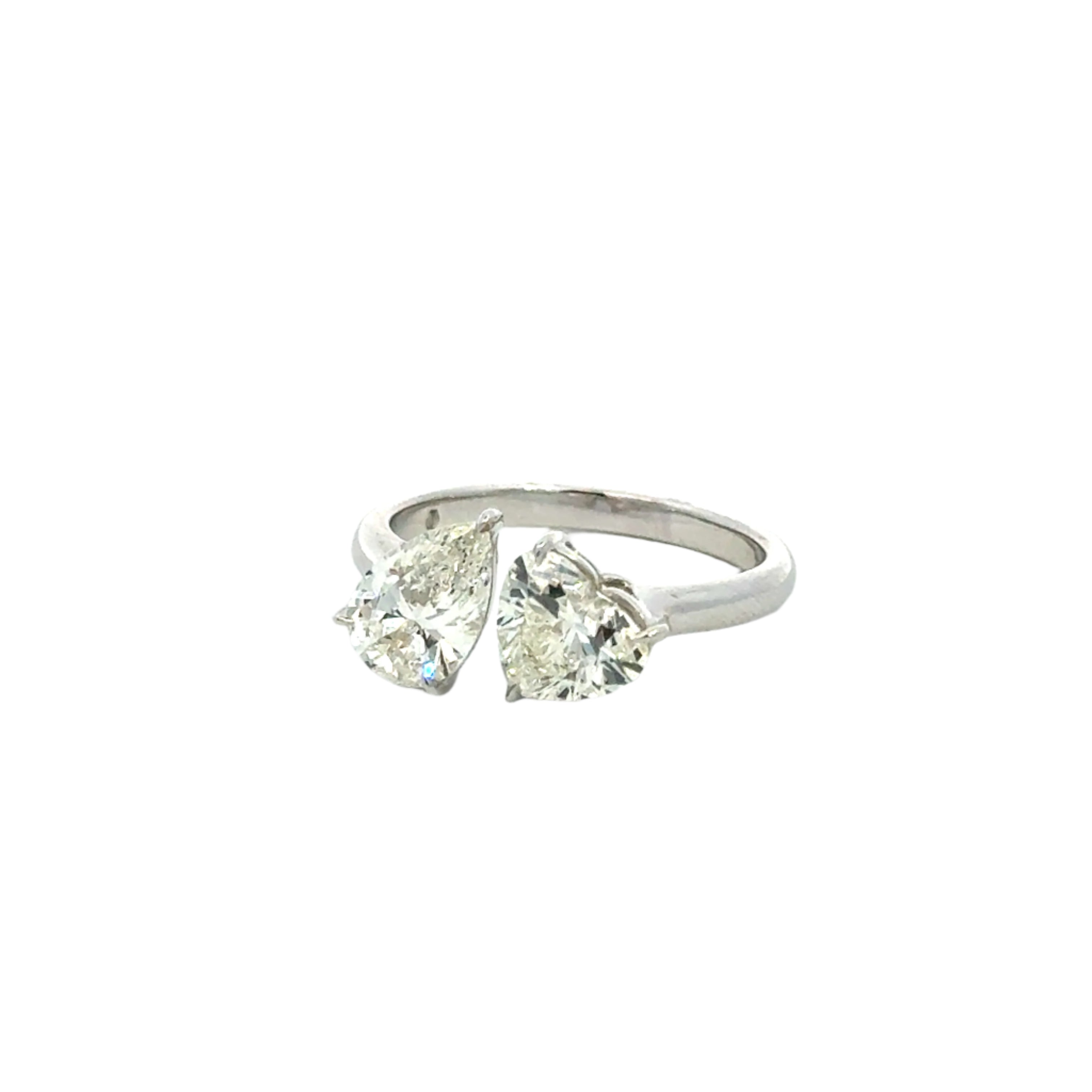 18K White Gold Pear & Heart Cut Diamond Ring – 2.06 Carats - Jackson Hole Jewelry Company