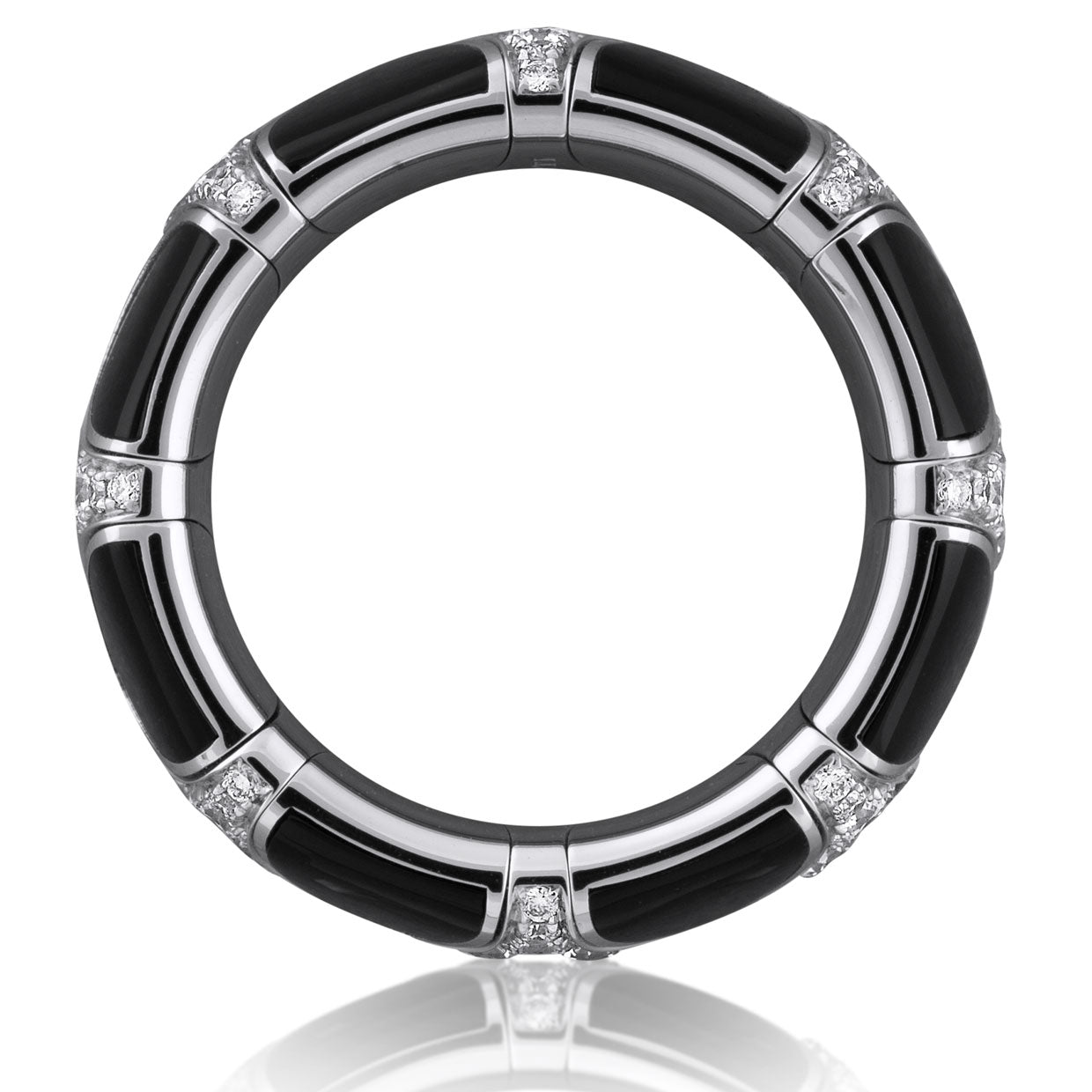 Picchiotti - Xpandable™ Onyx & Diamond Ring in 18K White Gold - Jackson Hole Jewelry Company