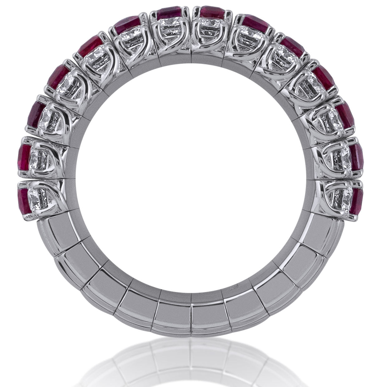 Picchiotti Xpandable™ 3-Row Ruby & Diamond Ring in 18K White Gold - Jackson Hole Jewelry Company