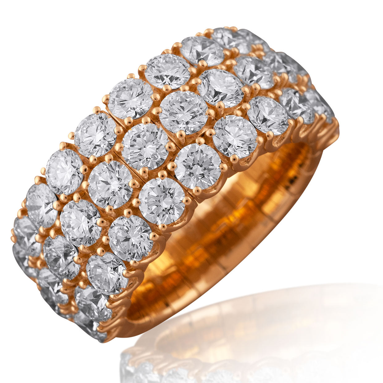 Picchiotti - Xpandable™ 3-Row Half-Way Diamond Ring in 18K White Gold - Jackson Hole Jewelry Company