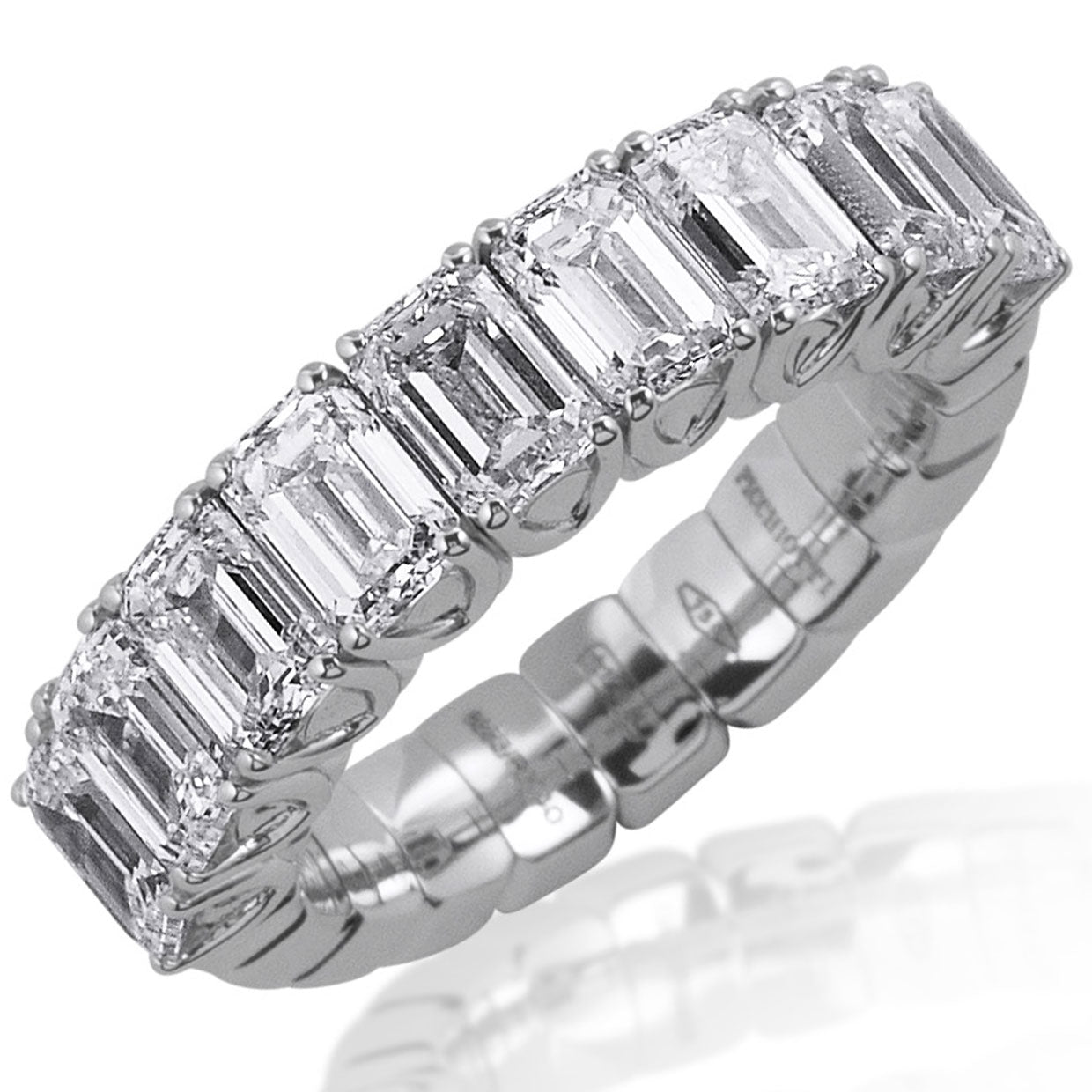 Picchiotti Xpandable™ Emerald-Cut Diamond Half Way Eternity Ring in 18K White Gold - Jackson Hole Jewelry Company