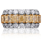 Picchiotti - Xpandable™ Radiant-Cut Fancy Yellow & White Diamond Half Way Ring in 18K White Gold - Jackson Hole Jewelry Company