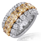 Picchiotti - Xpandable™ Radiant-Cut Fancy Yellow & White Diamond Half Way Ring in 18K White Gold - Jackson Hole Jewelry Company