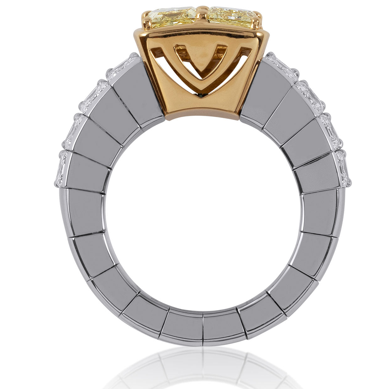 Picchiotti - Xpandable™ Radiant-Cut Fancy Yellow Diamond Ring in 18K White and Yellow Gold - Jackson Hole Jewelry Company