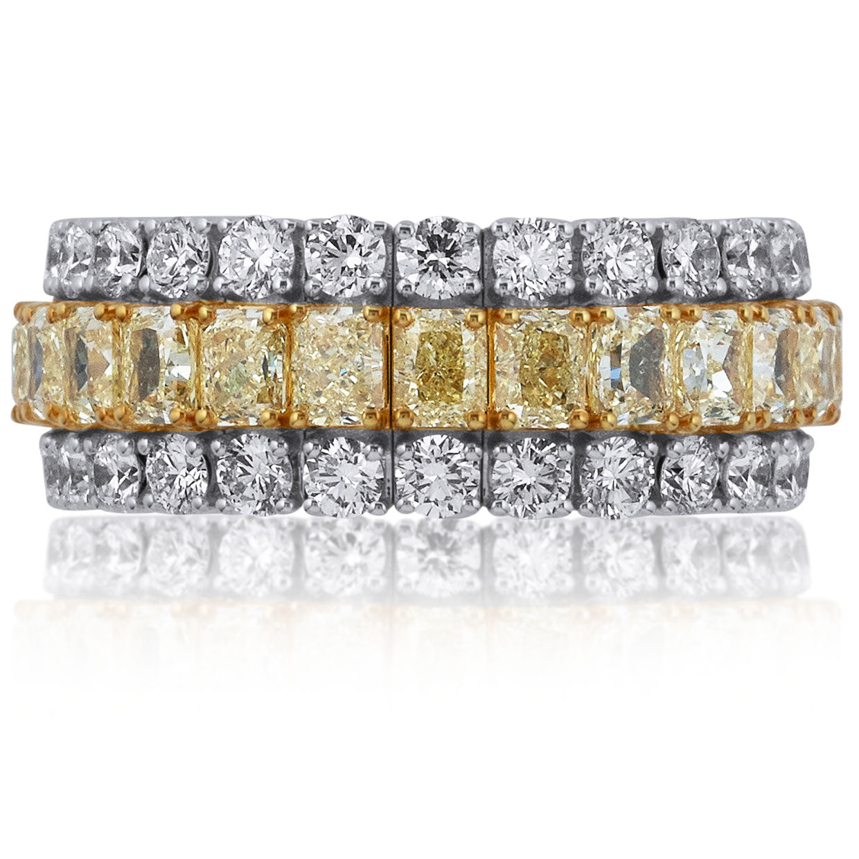 Picchiotti - Xpandable™ Fancy Yellow & White Diamond Half Way Ring in 18K White Gold - Jackson Hole Jewelry Company